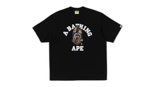 BAPE 1st Camo Shark Seijin College Relaxed Fit Tee Black