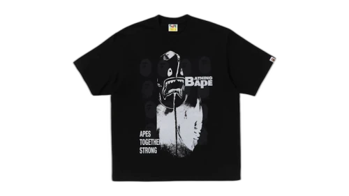 BAPE Spray Print Multi Logo Relaxed Fit Tee Beige