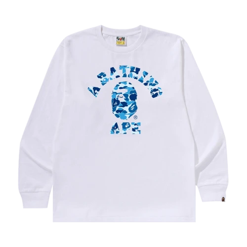 BAPE ABC Camo College Long-Sleeve Tee 'White/Blue'