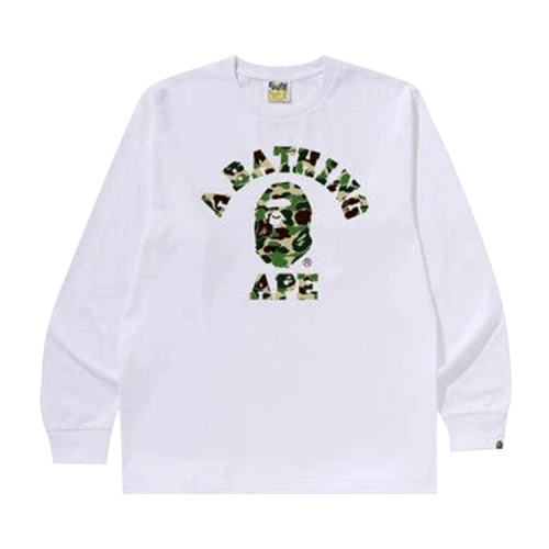 BAPE ABC Camo College Long-Sleeve Tee 'White/Green'