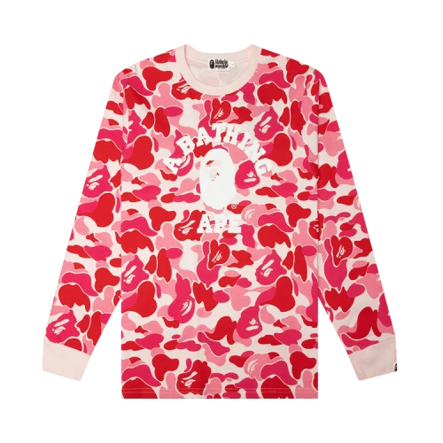 BAPE ABC Camo College Long-Sleeve Tee 'Pink'