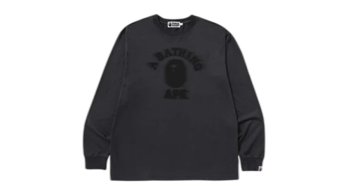 BAPE Garment Dye College Relaxed Fit Ls Tee Beige