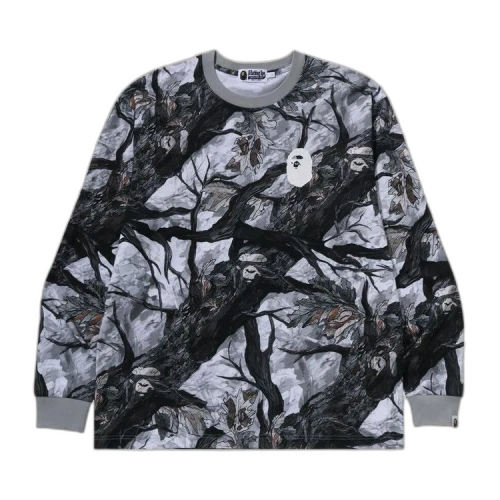 BAPE Tree Edge Camo Relaxed Fit Long-Sleeve Tee 'White'