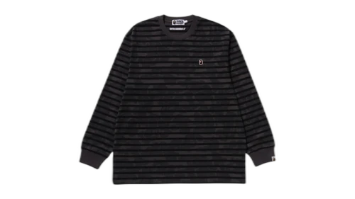 BAPE Solid Camo One Point Relaxed Fit Stripe L/S Tee Black