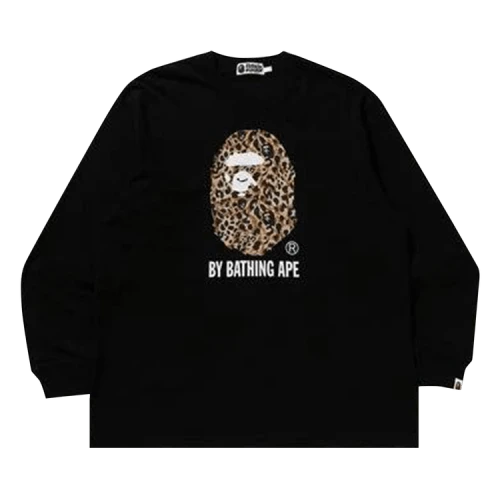 BAPE Wild Leopard Pattern Relaxed Fit Long-Sleeve Tee 'Black'