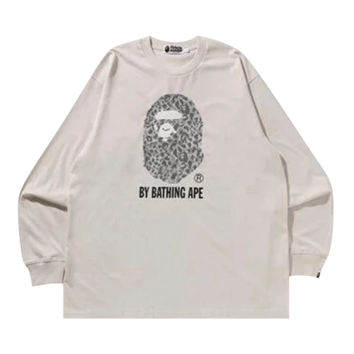 BAPE Wild Leopard Pattern Relaxed Fit Long-Sleeve Tee 'Ivory'