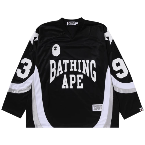 BAPE Line Camo Jacquard Logo Relaxed Fit Ice Hockey Jersey 'Black'