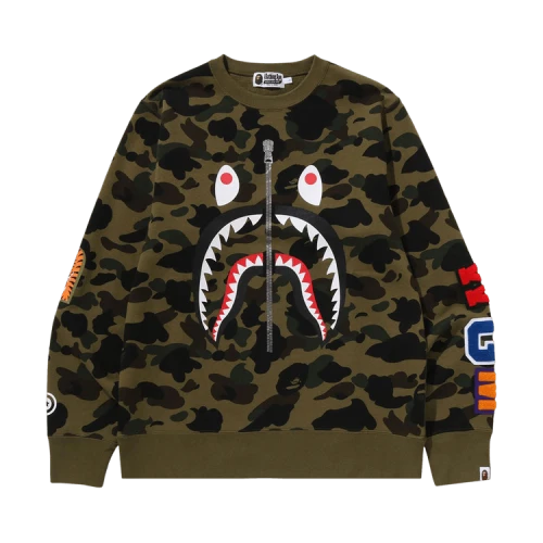 BAPE 1st Camo Shark Crewneck Sweatshirt 'Green'