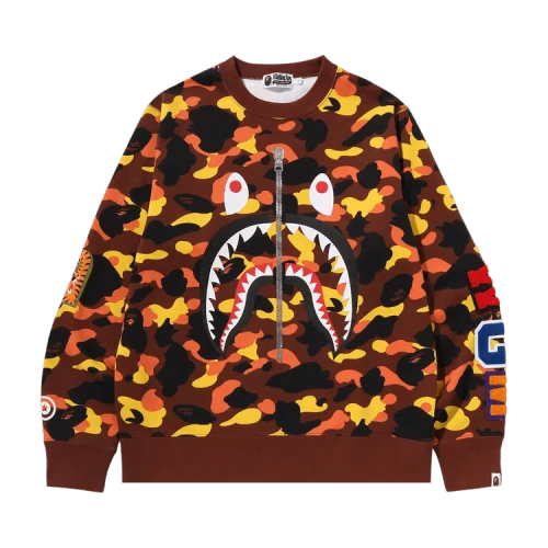 BAPE 1st Camo Shark Crewneck Sweatshirt 'Orange'