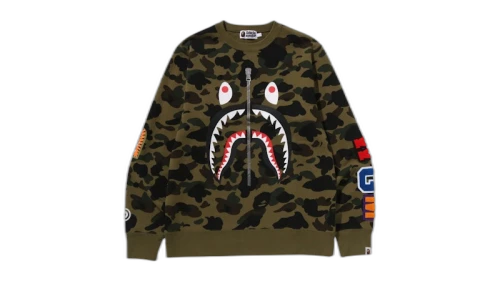 BAPE 1st Camo Shark Crewneck Sweatshirt Green