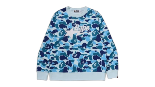 BAPE ABC Camo Rhinestone Sta Crewneck Sweatshirt Blue