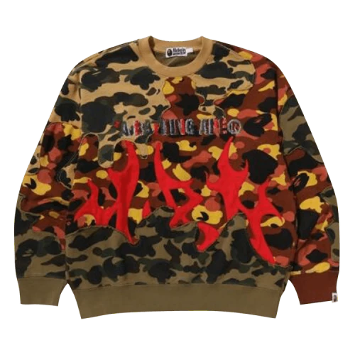BAPE 1st Camo Upcycled Relaxed Fit Crewneck Sweatshirt 'Multicolor'