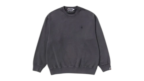 BAPE Garment Dye One Point Relaxed Fit Crewneck Sweatshirt Charcoal
