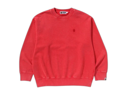 BAPE Garment Dye One Point Relaxed Fit Crewneck Sweatshirt Red