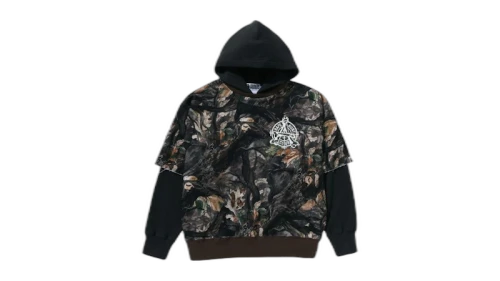BAPE Tree Edge Camo Layered Pullover Hoodie White