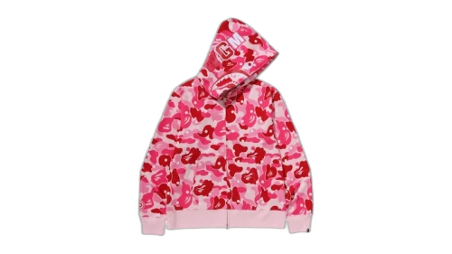 BAPE ABC Dot Shark Full Zip Hoodie Pink
