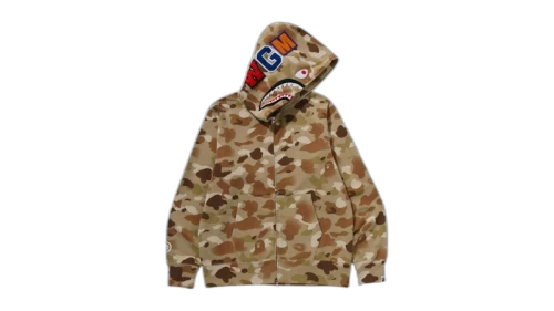 BAPE Gradation Camo Shark Full Zip Hoodie Beige