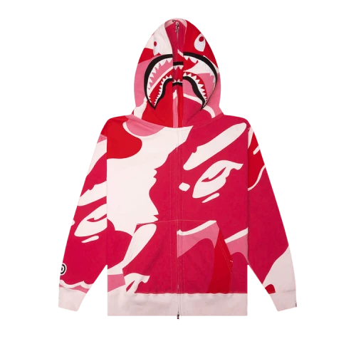 BAPE Mega ABC Camo Double Shark Relaxed Fit Full Zip Hoodie 'Pink'