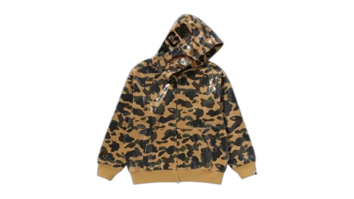 BAPE 1st Camo Sequin Shark Relaxed Fit Full Zip Hoodie Yellow