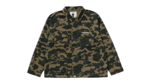 BAPE 1st Camo Heavy Washed Multi Pocket Cargo L/S Shirt Green