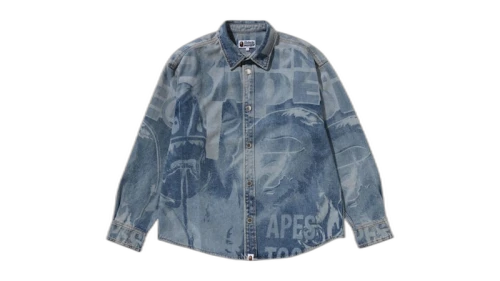 BAPE Overall Lasered Denim Ls Shirt Light Indigo
