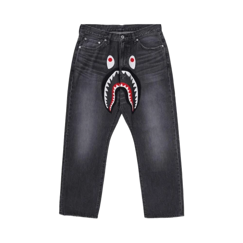 BAPE Shark Loose Fit Denim Pants 'Black'