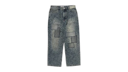 BAPE Cloud Camo Jacquard Upcycled Relaxed Fit 13 oz Denim Pants Indigo