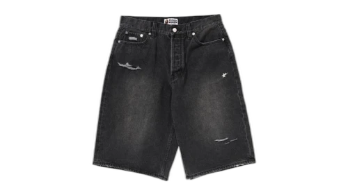 BAPE Sta Relaxed Fit Denim Shorts Light Indigo