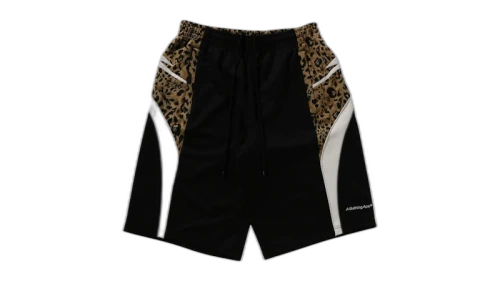 BAPE Wild Leopard Pattern Knee Length Oversized Fit Track Shorts Black