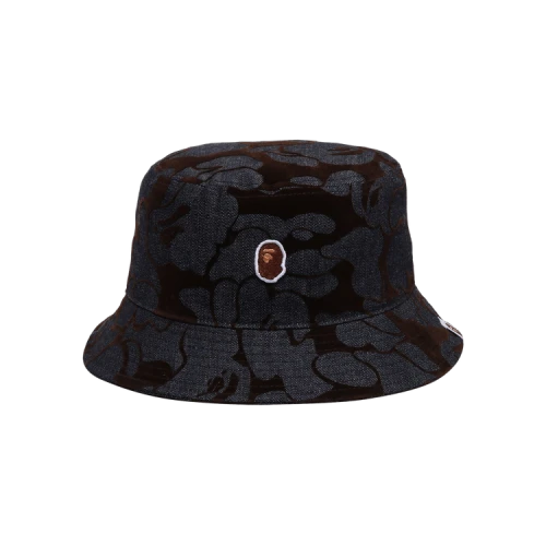 BAPE Camo Flocked Denim One Point Bucket Hat 'Indigo'