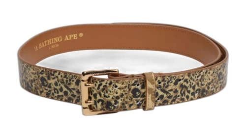 BAPE Wild Leopard Pattern Leather Belt Beige