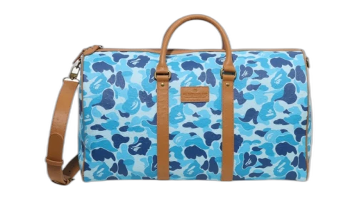 BAPE ABC Camo PU Ostrich Boston Bag Sky Blue