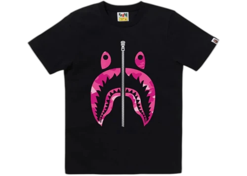 BAPE Women's Color Camo Shark Tee Black Pink