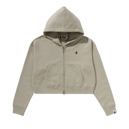 BAPE Pigment Dyed One Point Cropped Zip Hoodie 'Grey'