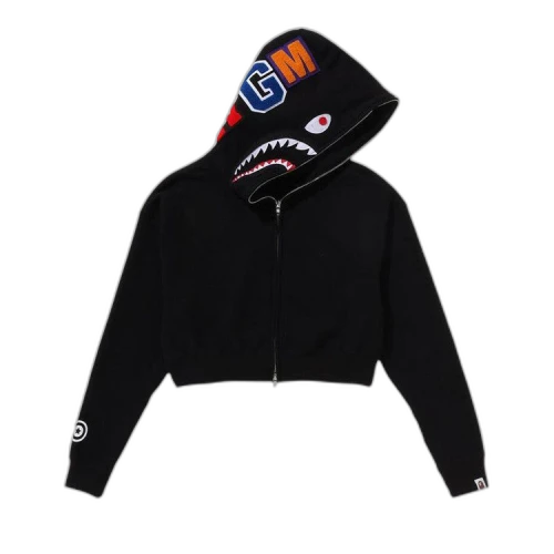 BAPE Shark Cropped Full Zip Hoodie 'Black'
