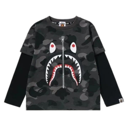 BAPE Color Camo Shark Layered Long-Sleeve Tee 'Black'