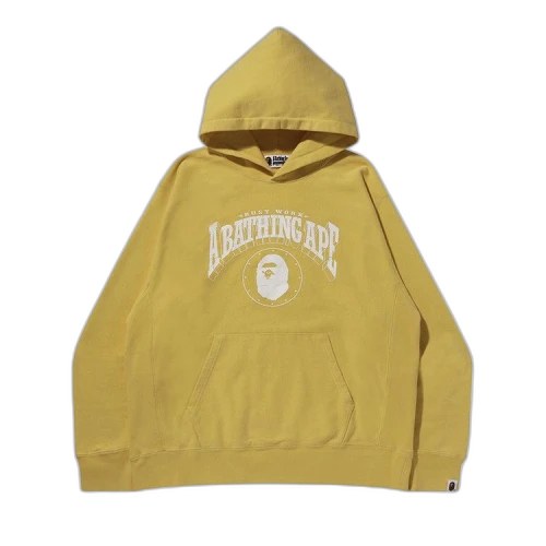 BAPE Washed Relaxed Fit Hoodie 'Yellow'