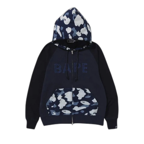 BAPE Sashiko Camo Relaxed Fit Zip Hooodie 'Indigo'
