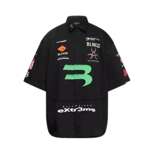 Balenciaga Gamer Patch Button Up Shirt 'Black'