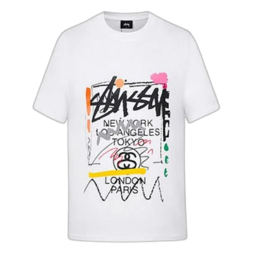 Stussy Splash Ink Alphabet Short Sleeve Unisex White