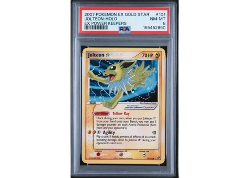 2007 Pokémon EX Power Keepers Jolteon Gold Star Holo #101 PSA 8