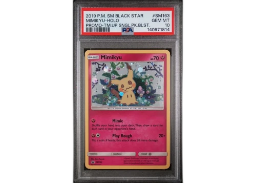 2019 Pokémon Black Star Promo Mimikyu Holo Team Up Single-Pack Blister #SM163 PSA 10