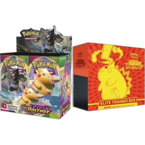 2020 Pokemon TCG Sword & Shield Vivid Voltage Elite Trainer Box and Booster Box Bundle