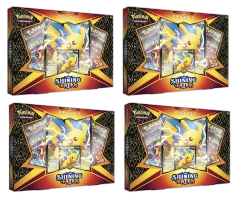Pokémon TCG Shining Fates Pikachu V Collection Box 4x Lot