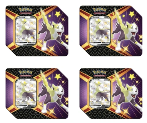Pokémon TCG Sword & Shield Shining Fates Boltund V Tin 4x Lot (UK Version 5 Booster Packs)