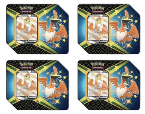 Pokémon TCG Sword & Shield Shining Fates Cramorant V Tin 4x Lot (UK Version 5 Booster Packs)