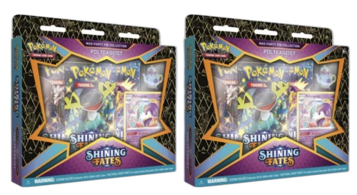Pokémon TCG Sword & Shield Shining Fates Mad Party Pin Collection Polteageist 2x Lot