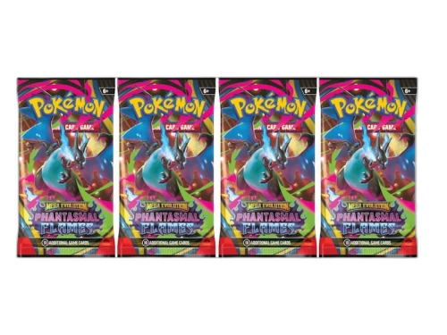 2025 Pokémon Mega Evolution Phantasmal Flames Mega Charizard X Booster Pack 4x Lot