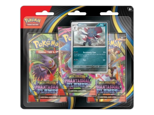 2025 Pokémon Mega Evolution Phantasmal Flames Weavile 3Pk Booster Blister