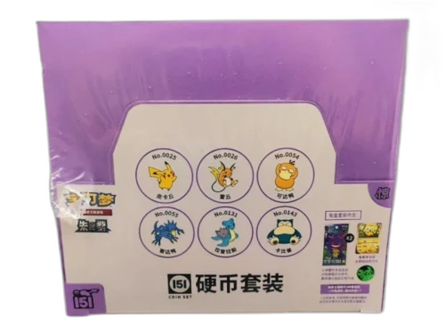 2025 Pokémon Scarlet and Violet Pikachu, Raichu, Psyduck, Golduck, Lapras, Snorlax Collect 151 Surprise (151C) Coin Set Sealed Case (Simplified Chinese)